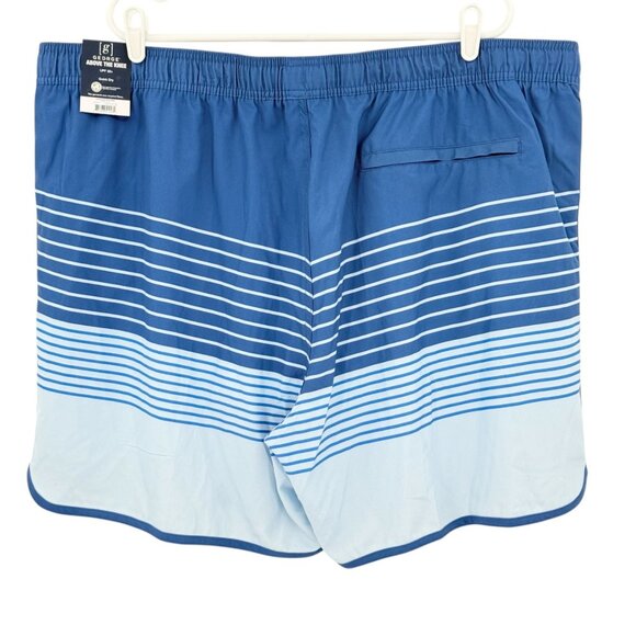 George Men Blue Striped Quick Dry Swim Shorts UPF 50 Elastic Waist 3XL 48-50 NWT - Picture 2 of 11